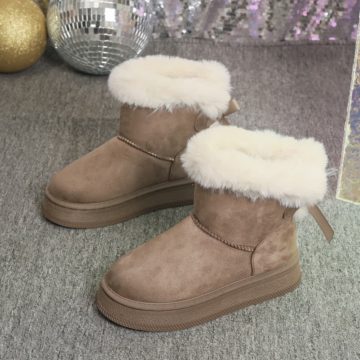 Fleece-Lined Thick Snow Boots Short Ankle Boots 2023 Winter New Comfortable Warm Cotton Shoes Flat Women's Short Boots Trendy