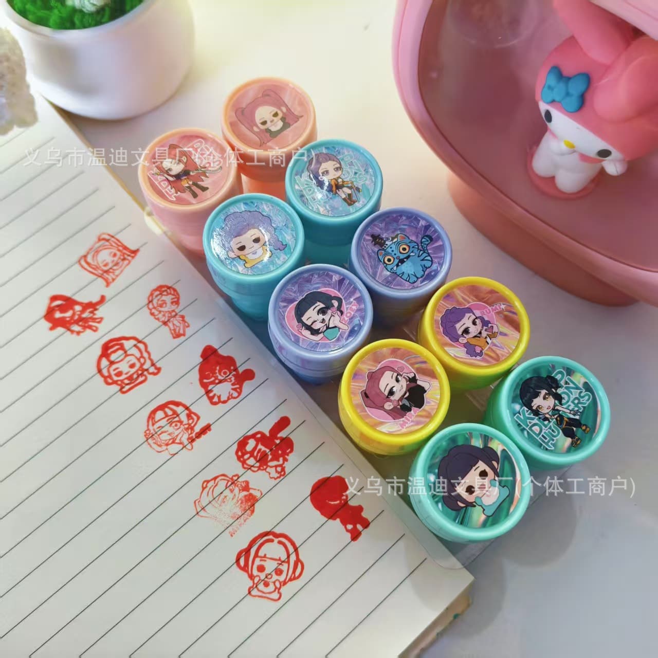 Cross-border K-POP Demon Hunter Girl Group Self-inking Stamp Cartoon Creative Cute Scrapbook Stamp Children's Day Encouragement Stamp