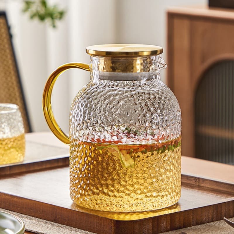 High borosilicate transparent glass household high temperature resistant cold kettle large capacity hammered juice drink cold kettle for guests