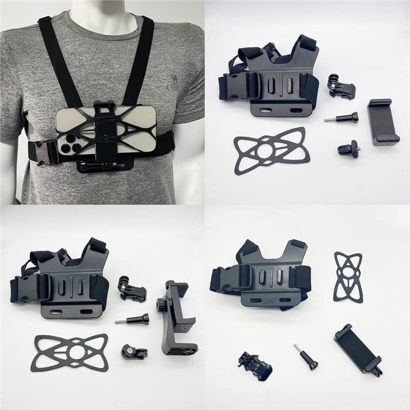 GoPro Action Camera Accessories Chest Mount Phone Clip Protective Case Dual-Shoulder Strap for Cycling Filming Live Streaming