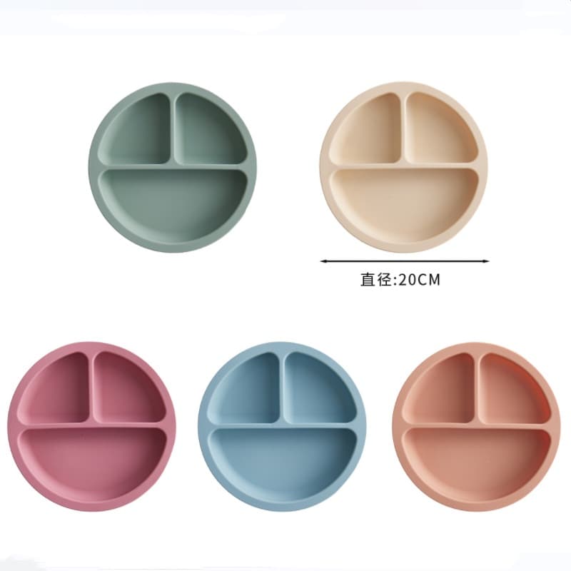 Silicone Suction Feeding Tray round Shape Anti-fall Baby Food Bowl Fork Spoon Set for Children Home Use Safe Food Grade Material