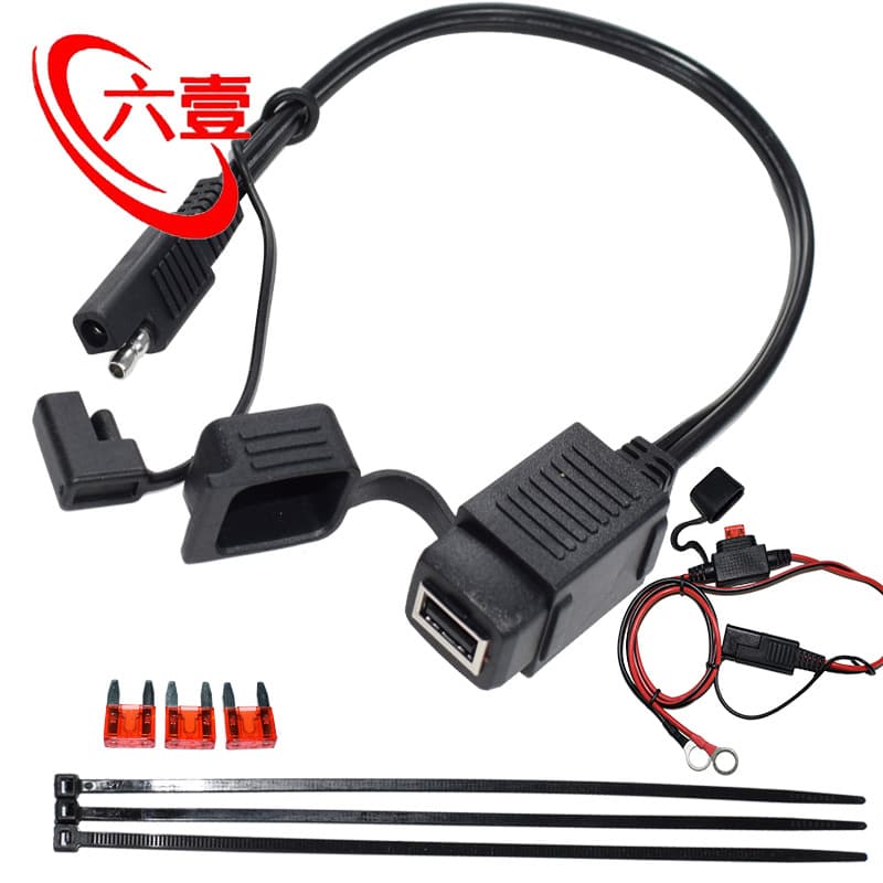 Motorcycle SAE to USB Cable Adapter Dustproof USB Charger Fast 2.1A Port Phone GPS Factory