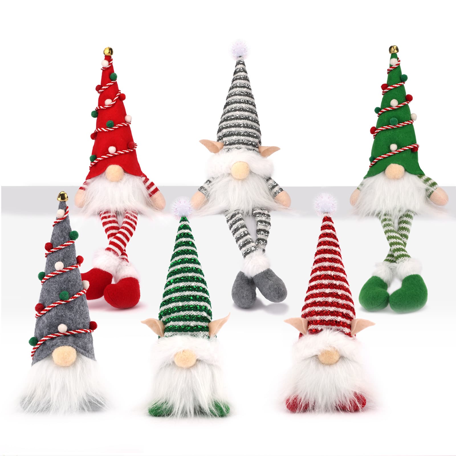 2027 Cross-Border Christmas Decoration Supplies Creative Short-Legged Sitting Faceless Glowing Doll Hanging-Legged Gnome Rudolph