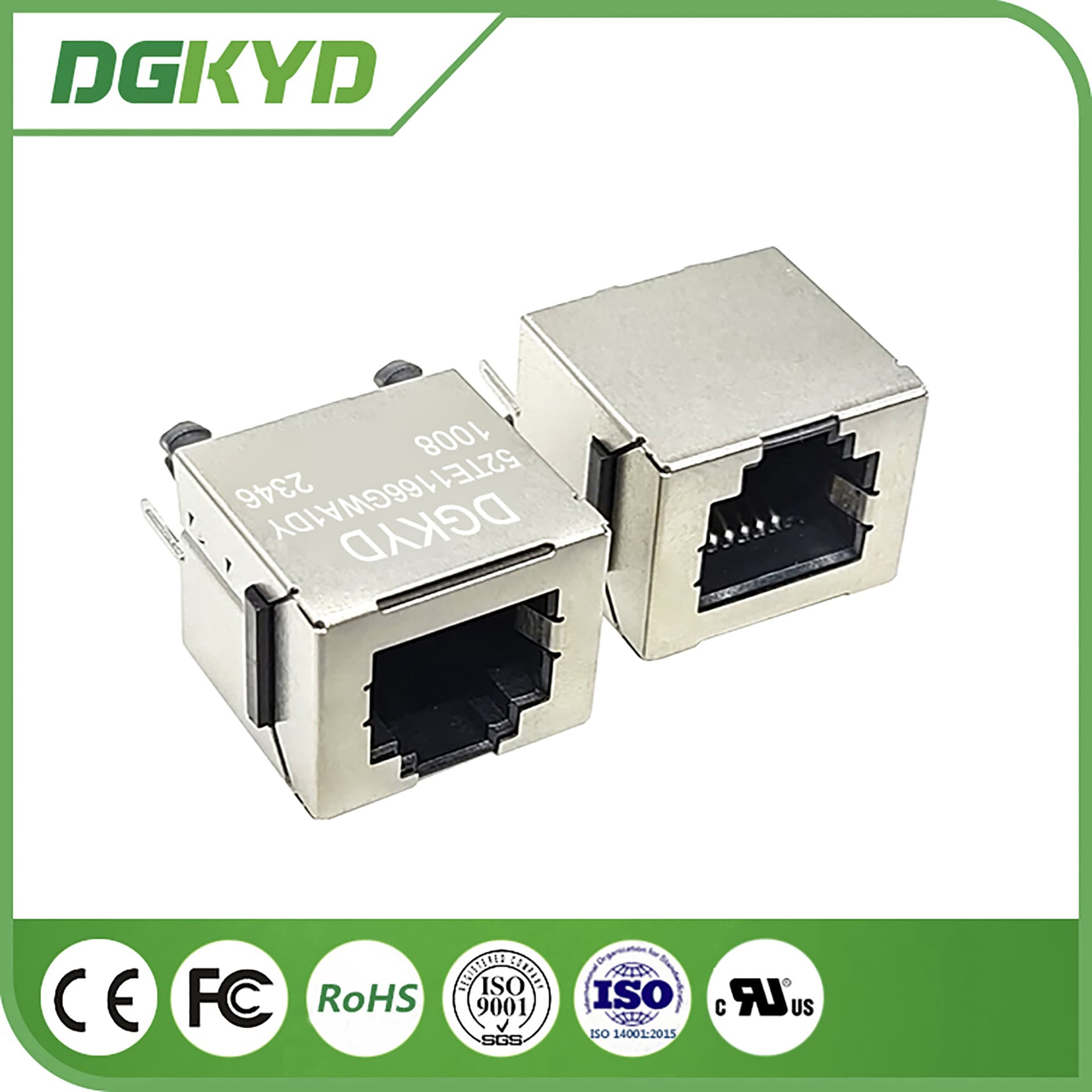 6P6C RJ11 connector, 180° vertical interface, no light with shielded connector, empty package