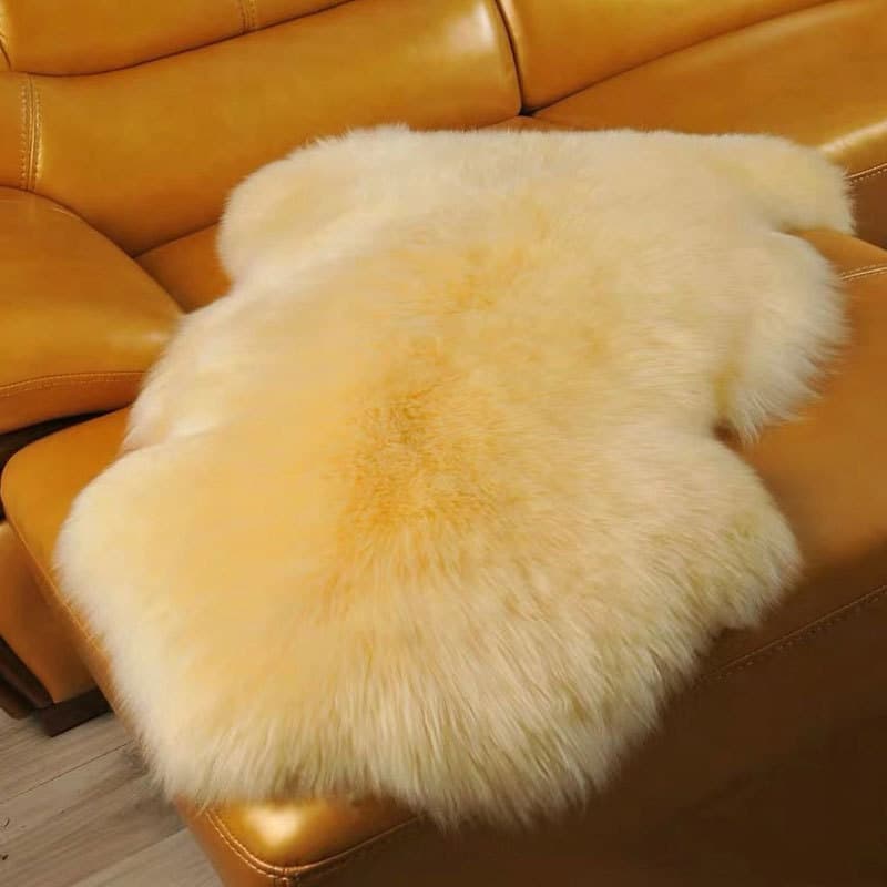Red, orange, yellow, green, blue and purple wool sofa cushions and chair cushions, plush whole sheepskin seat cushions, tatami bay window cushions