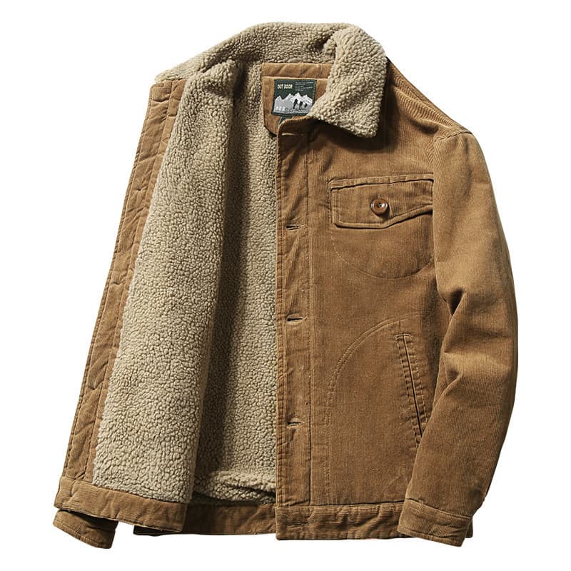 Cross-border Northeast Asian Winter Corduroy Cotton Jacket Men Loose Youth Cotton Padded Coat Casual Warm Sheepskin Lining Cotton Coat 1852