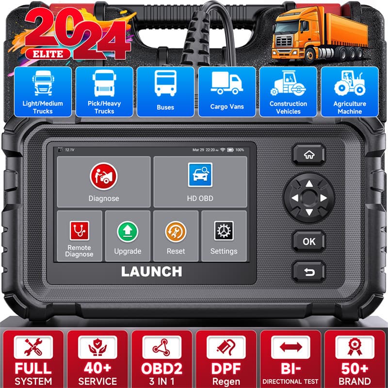 LAUNCH CRP129 HD Heavy Duty Truck Diagnostic Tool Multilingual OBD Inspection Device Overseas Version with 2 Years Upgrade