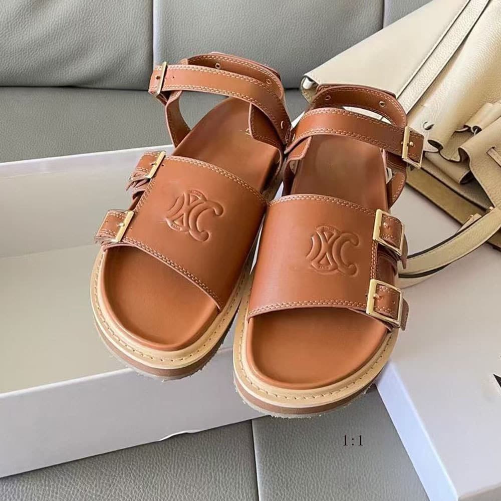 Arc de Triomphe Thick Sole Roman Sandals Women Retro Belt Buckle Open Toe Sandals One-Strap Sandals Women Versatile Export Shoes