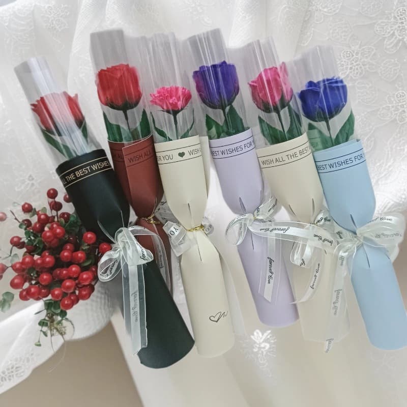 Cross-border Mother's Day 520 Goddess Valentine's Day single Teacher's Day all-in-one shaped piece transparent artificial flower diy bouquet