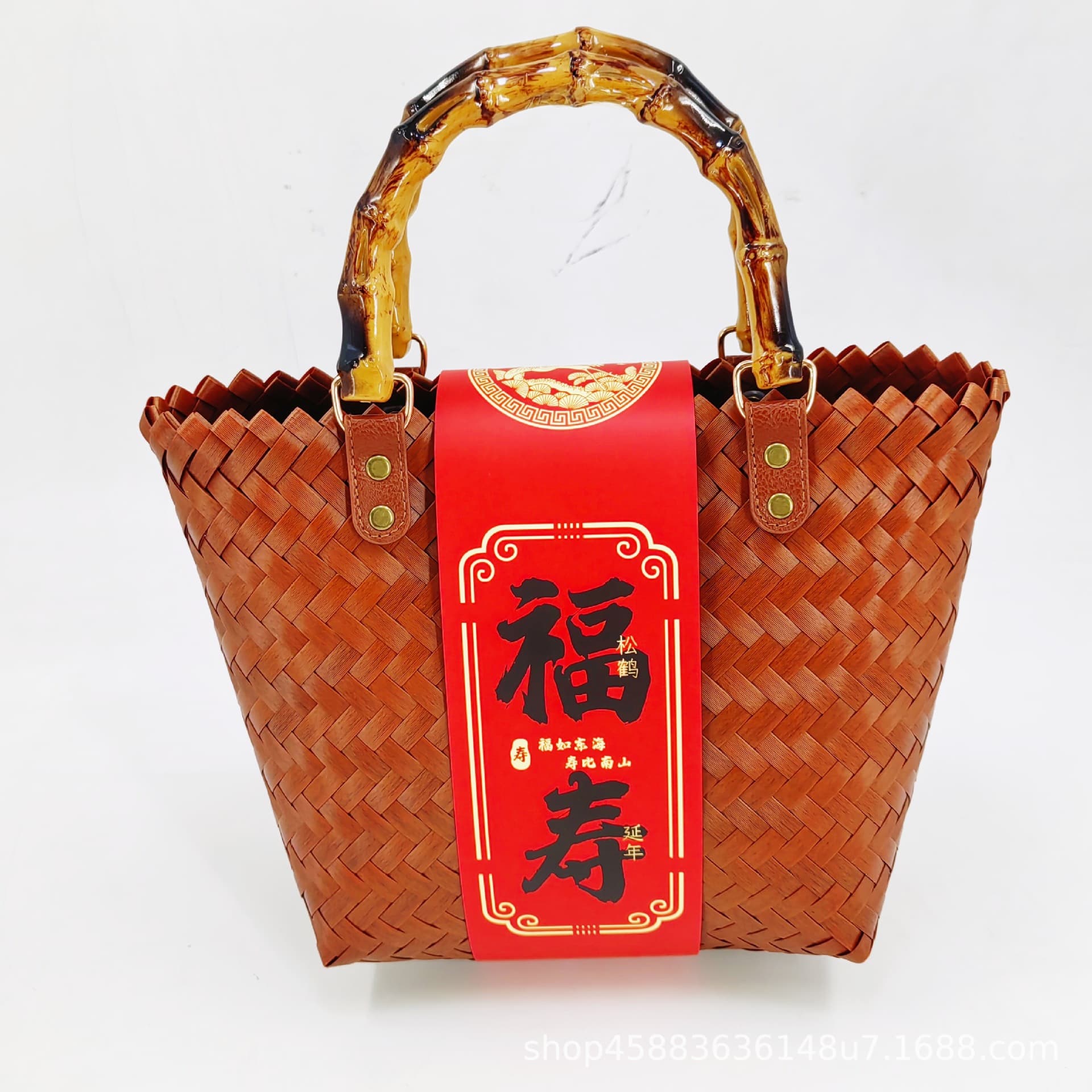 Wholesale souvenir baskets, woven vegetable baskets, wedding handbags, small tote bags, bamboo handles, rattan weaving, national fashion plastic weaving