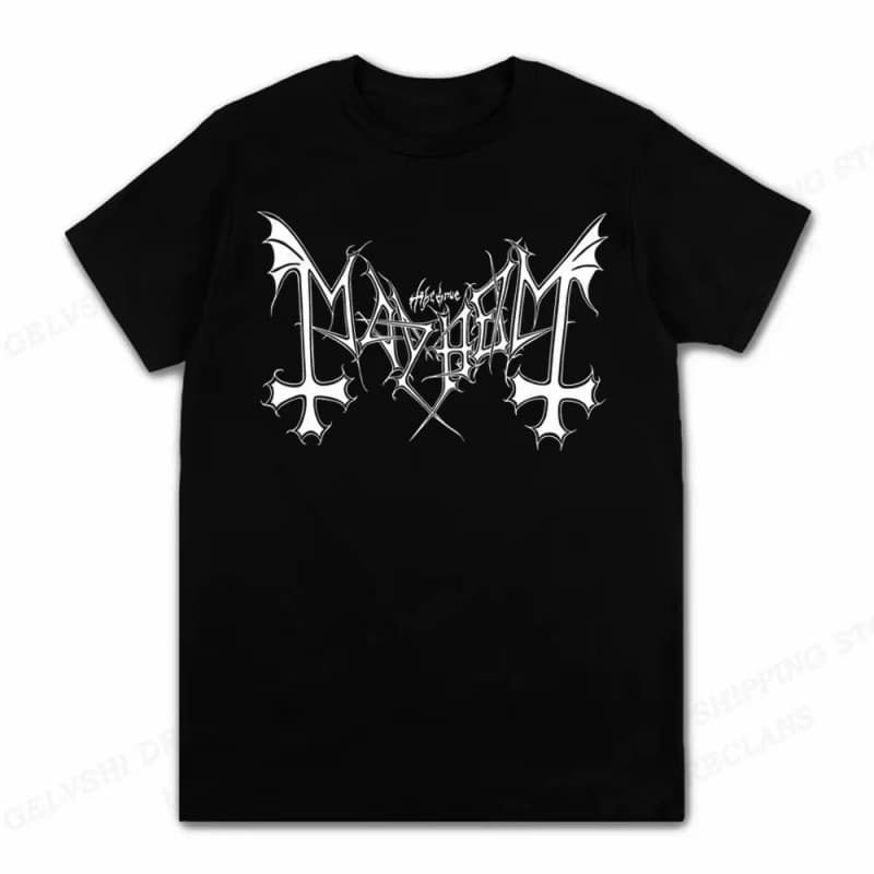 European Size Pure Cotton Short Sleeve 'Mayhem Death' T-Shirt for Men Cotton Tees Hip Hop G