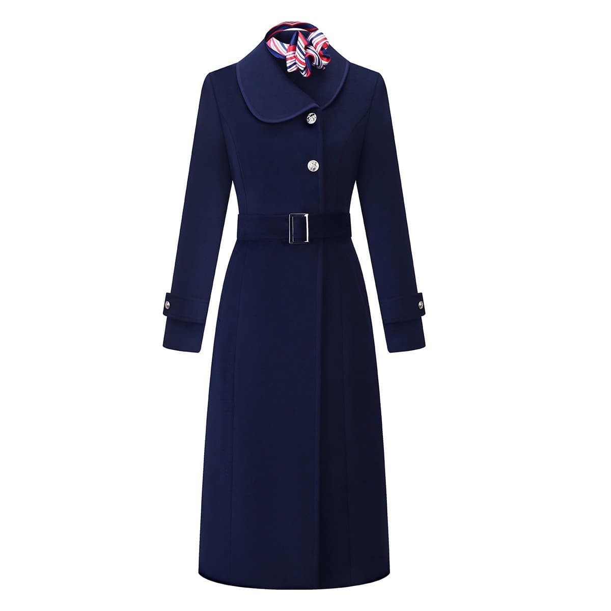 Air Hostess Uniform Professional Wear Wool Coat Mid-Length Knee-Long Wool Overcoat Bank Manager Sales Workwear Formal