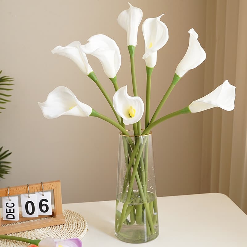 New Factory Artificial Calla Lily PU Long Stem Large Single Branch Decorative Artificial Flower Touch Simulation Curled Edge Calla Lily