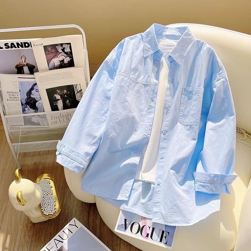 Multi-Color Layering Shirt for Women 2025 Spring/Autumn New Arrival Petite Luxe Mid-Length Casual Chic Blouse