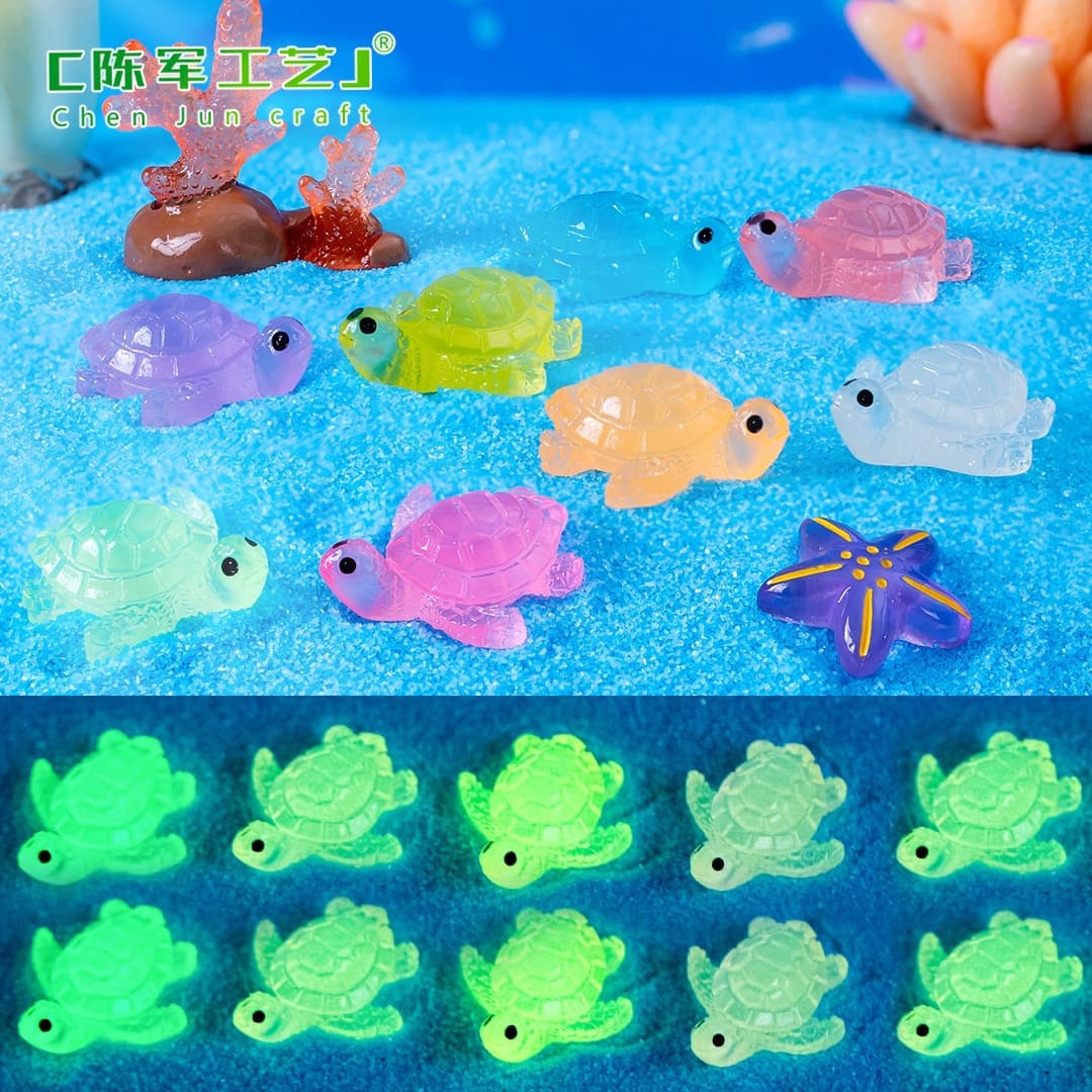 Miniature Glow-in-the-Dark Turtle Figurine for Creative Micro Landscapes, Aquarium Fish Tank DIY Decoration Accessory, Desktop Ornament