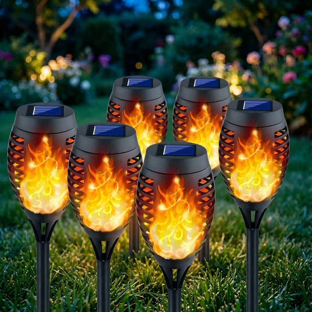 Cross-border flame lamp 12led solar torch light induction lamp garden courtyard outdoor decorative lawn lamp