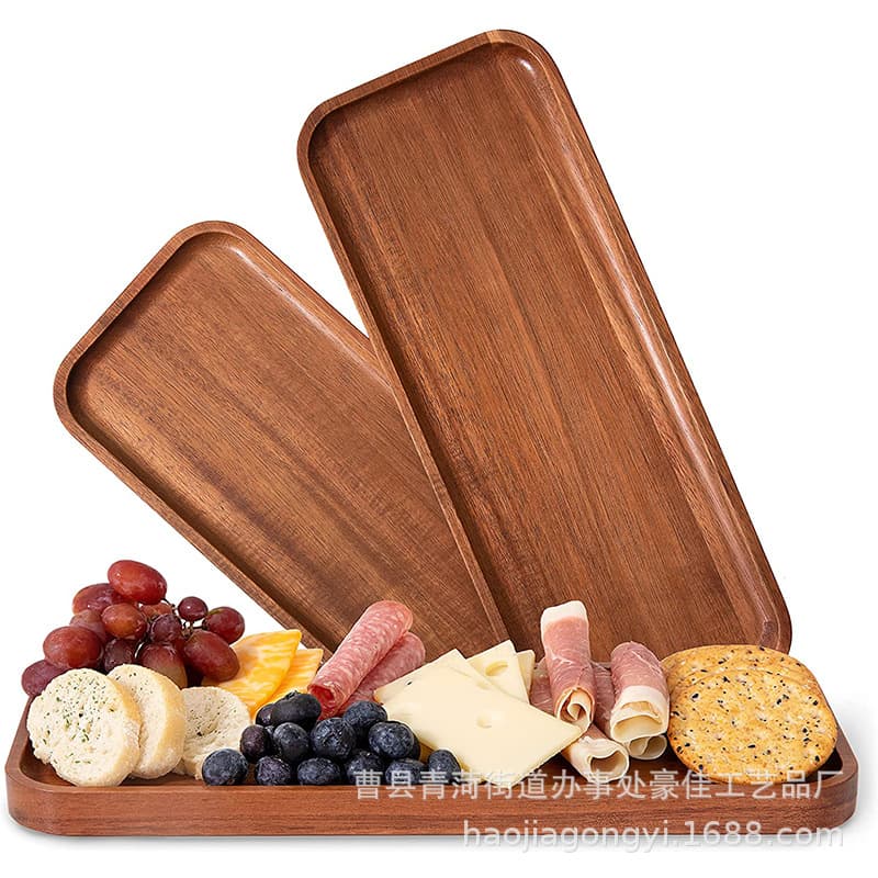 Acacia wood serving tray creative cooked food plate condiment dish snack tray home breakfast plate solid wood tray