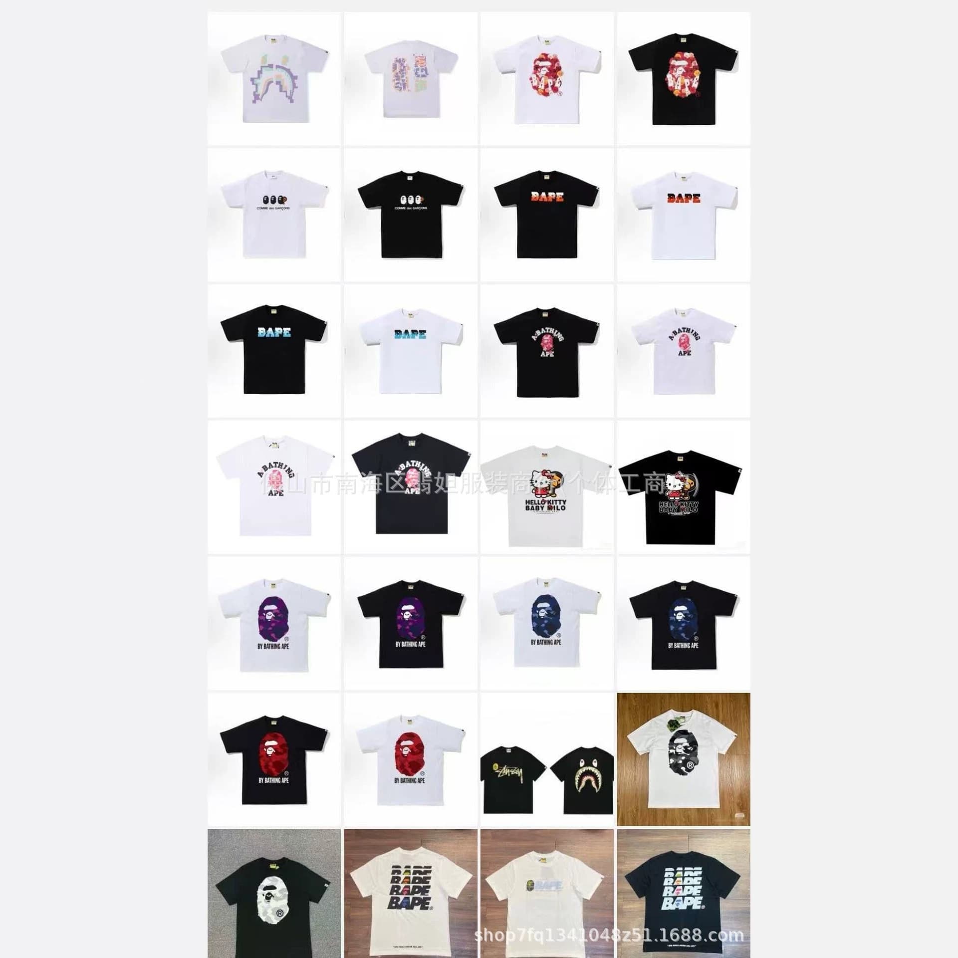 Cross-border foreign trade BAPE trendy brand ape head heavyweight pure cotton short-sleeved men's and women's shark T-shirt wholesale half-sleeved tops