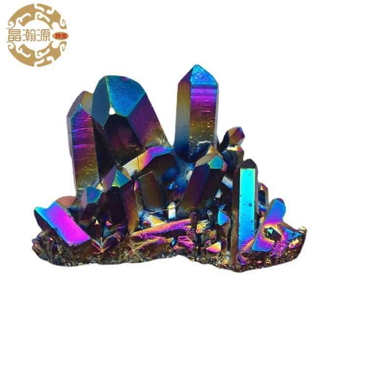 Natural Crystal Plated Rainbow Colorful Crystal Cluster Ornament Raw Stone Cluster Magnetic Absorption Crafts