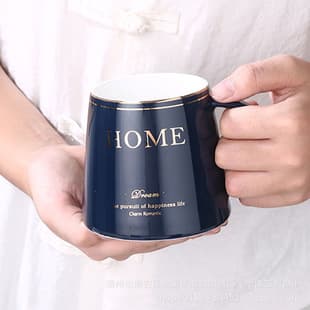 Ceramic Mug with Spoon Coffee Milk Cup Office Home Water Cup Ins Style Tea Cup Office Cup Light Luxury