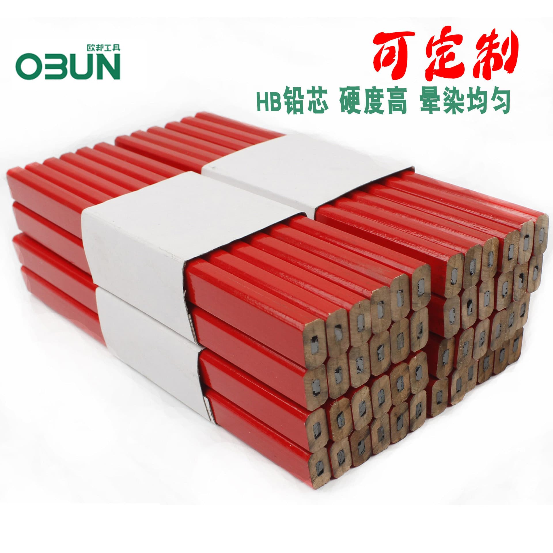 Red Painted Poplar Woodworking Pencil HB Core Dual Color Line Drawing Pen European American Market Hand Tool Manufacturer