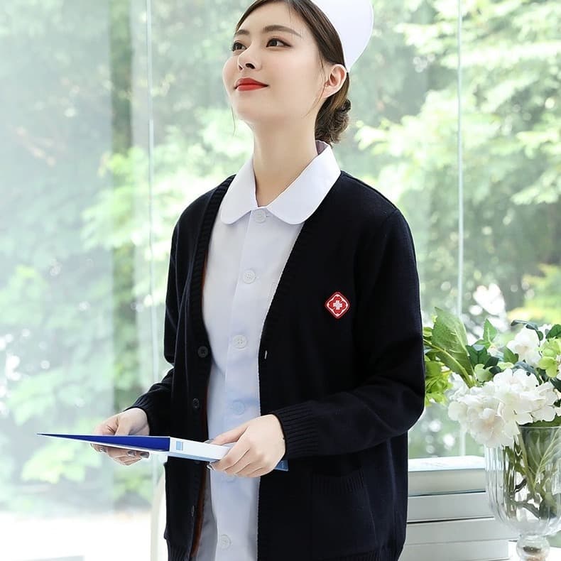 Nurse Cardigan Knitwear Women's Long-Sleeve Uniform Coat for Autumn and Winter