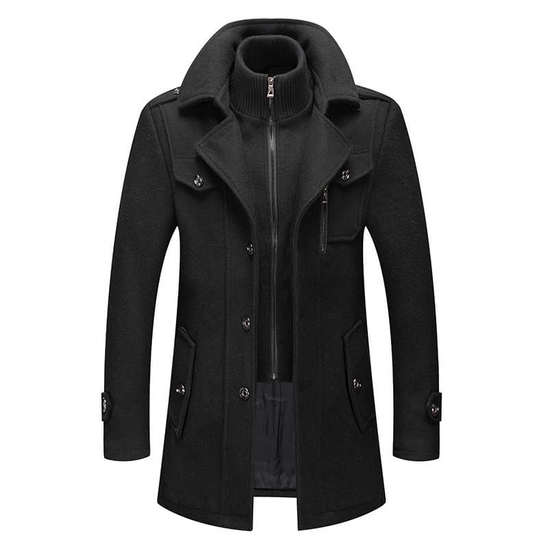 Autumn and winter men's business woolen coats fashionable double collar standard cross-border woolen coats men's coat vertical zipper