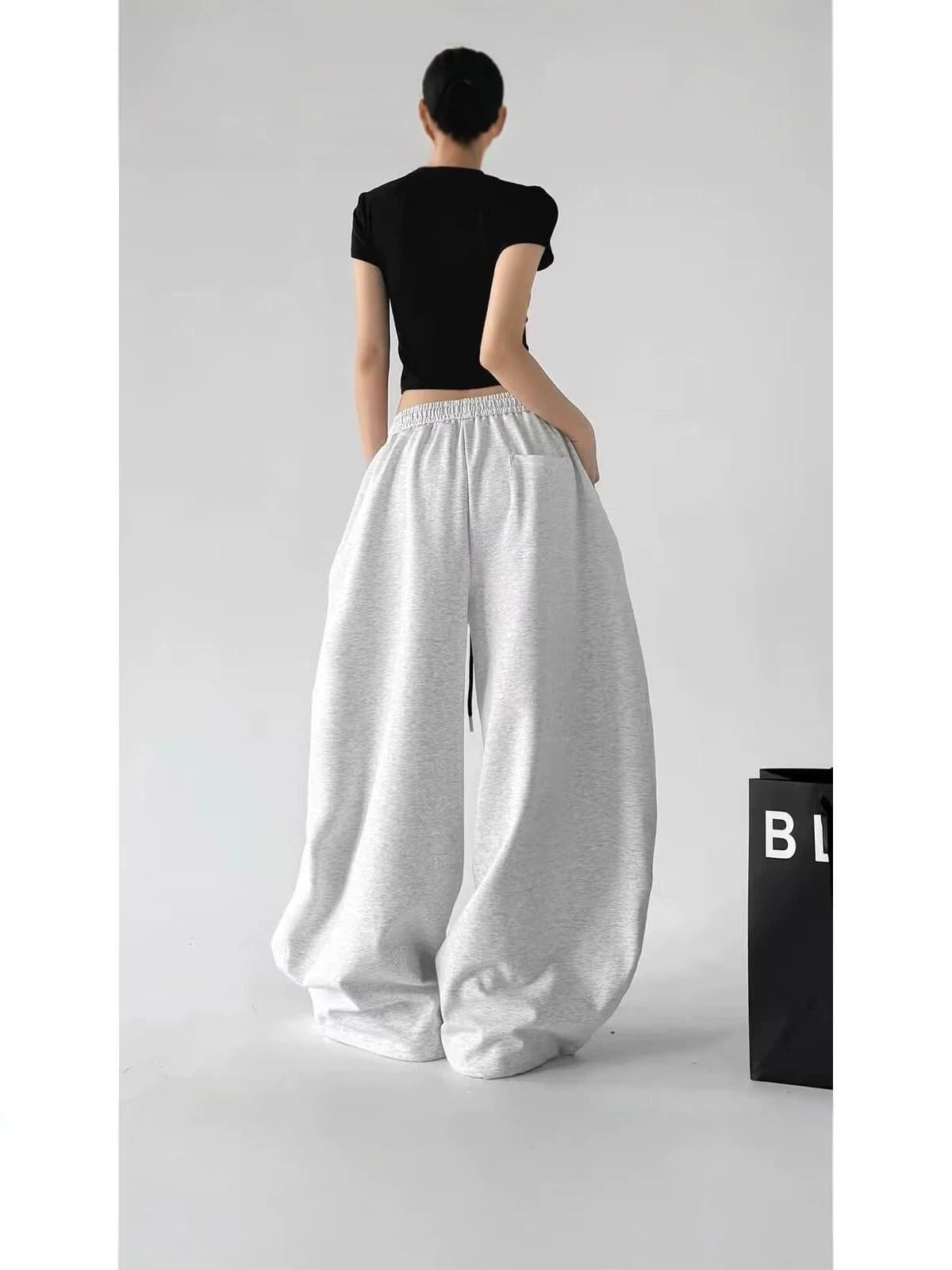 American Street Style Women's Summer New Loose Casual Wide-Leg Sweatpants with Draped Feel, Trendy Jazz Dance Lounge Pants