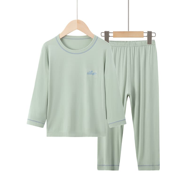 Summer Children's Modal Pajama Set Long Sleeve Long Pants Loose Air Conditioning Wear for Boys and Girls Homewear