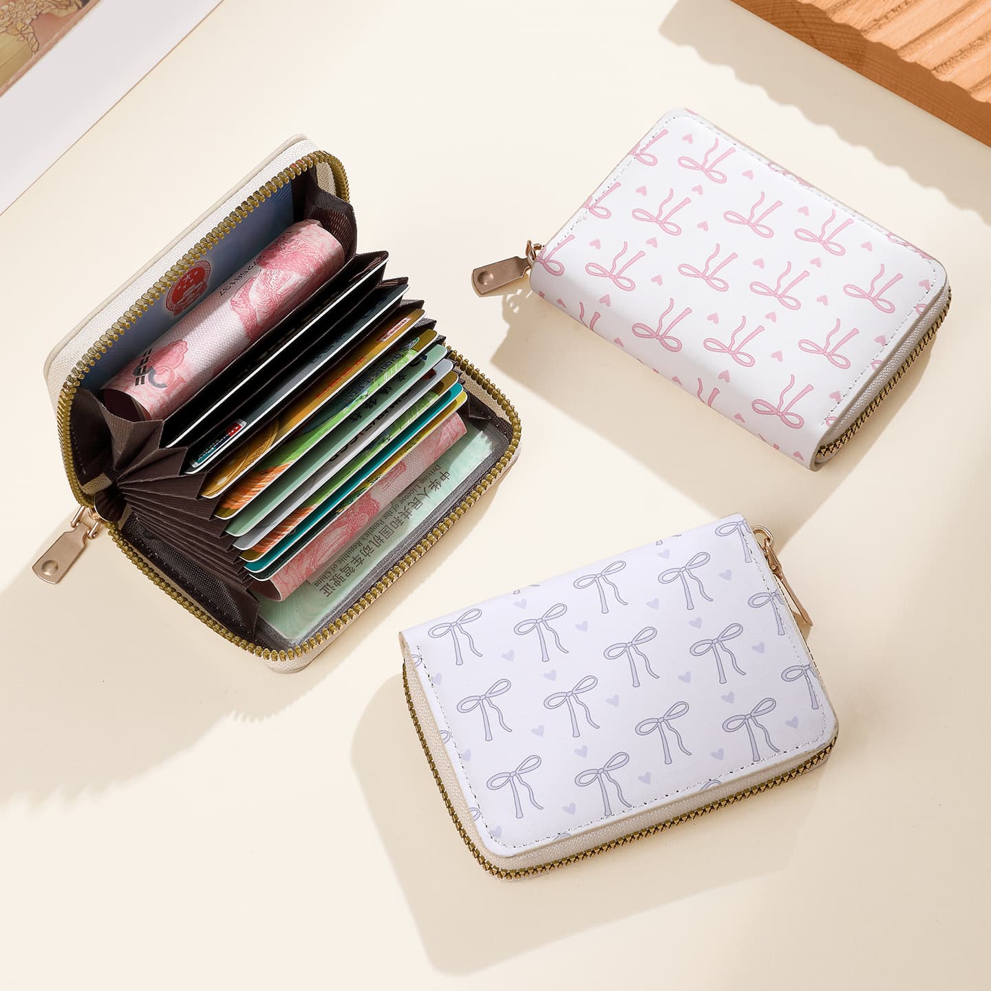 2026 New Cute Girl Style Bow Zipper Card Holder Convenient Short Wallet 11 Card Slots Factory Wholesale