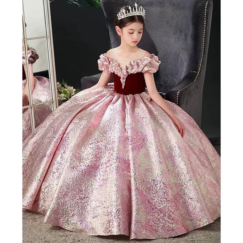 Children's dress skirt 2025 new medium and large children's birthday party performance clothing host light luxury niche evening dress for women