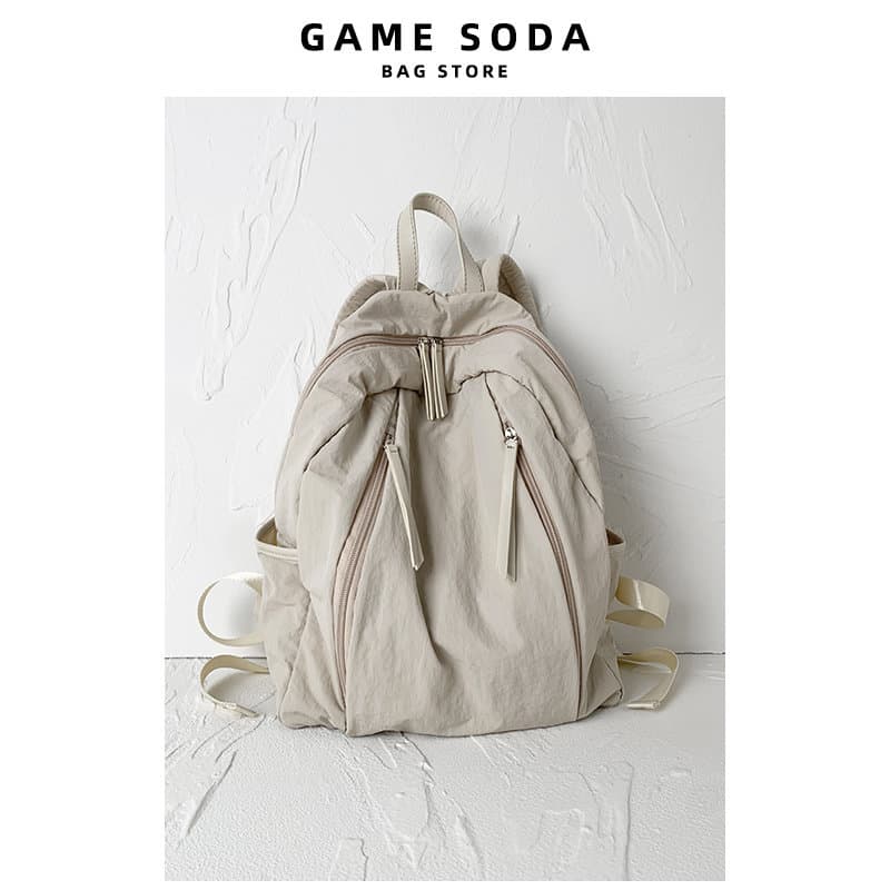 Gaming Soda Lightweight Nylon Backpack for Women Students, Artistic Japanese Korean Style Casual Backpack, Trendy Ins
