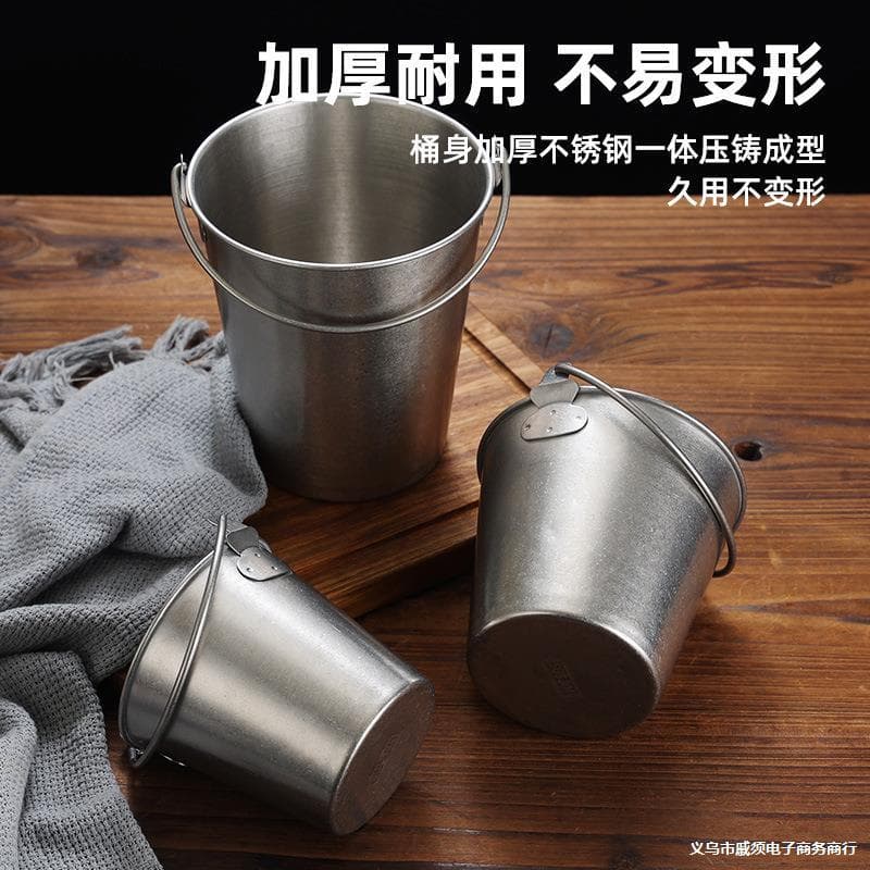 Retro Stainless Steel Ice Bucket, Snack Carry Bucket for Fries and Fried Chicken, Bar Restaurant Ice Cube Bucket, Creative Fried Food Basket