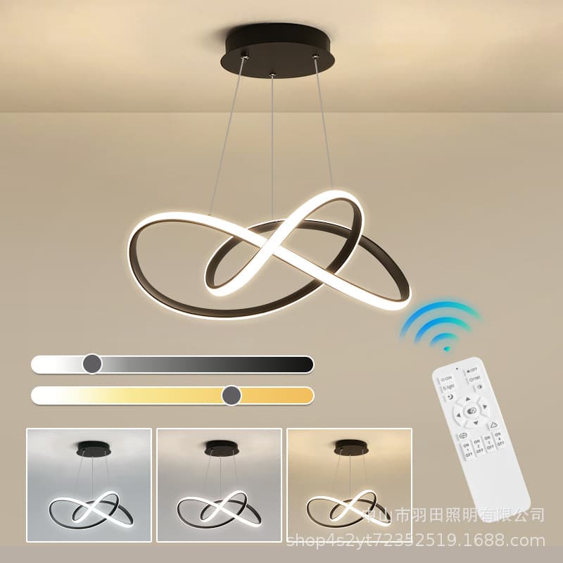 Restaurant pendant light, simple modern home bedroom lamp, trendy dining table bar circular minimalist LED light