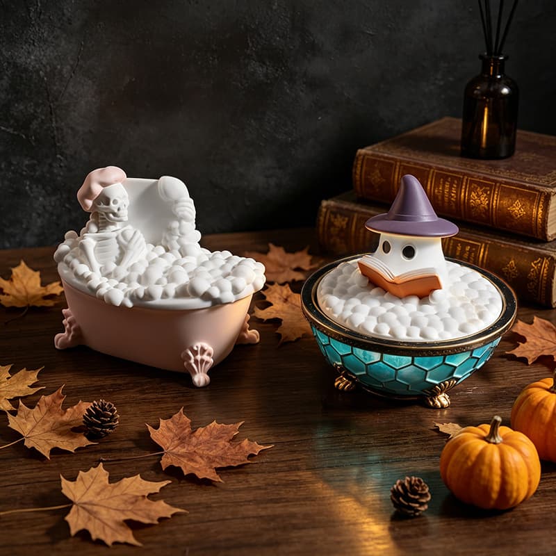 New Product Ghost Skull Bathtub Mold Skull Hat Ghost Plaster Bathtub Candle Cup Halloween Silicone Mold