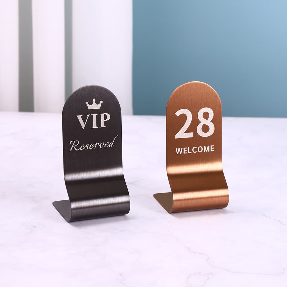 Stainless Steel Table Number Sign, Restaurant Reserved Sign, Drink Sign, Table Card, Office Door Sign, Desktop