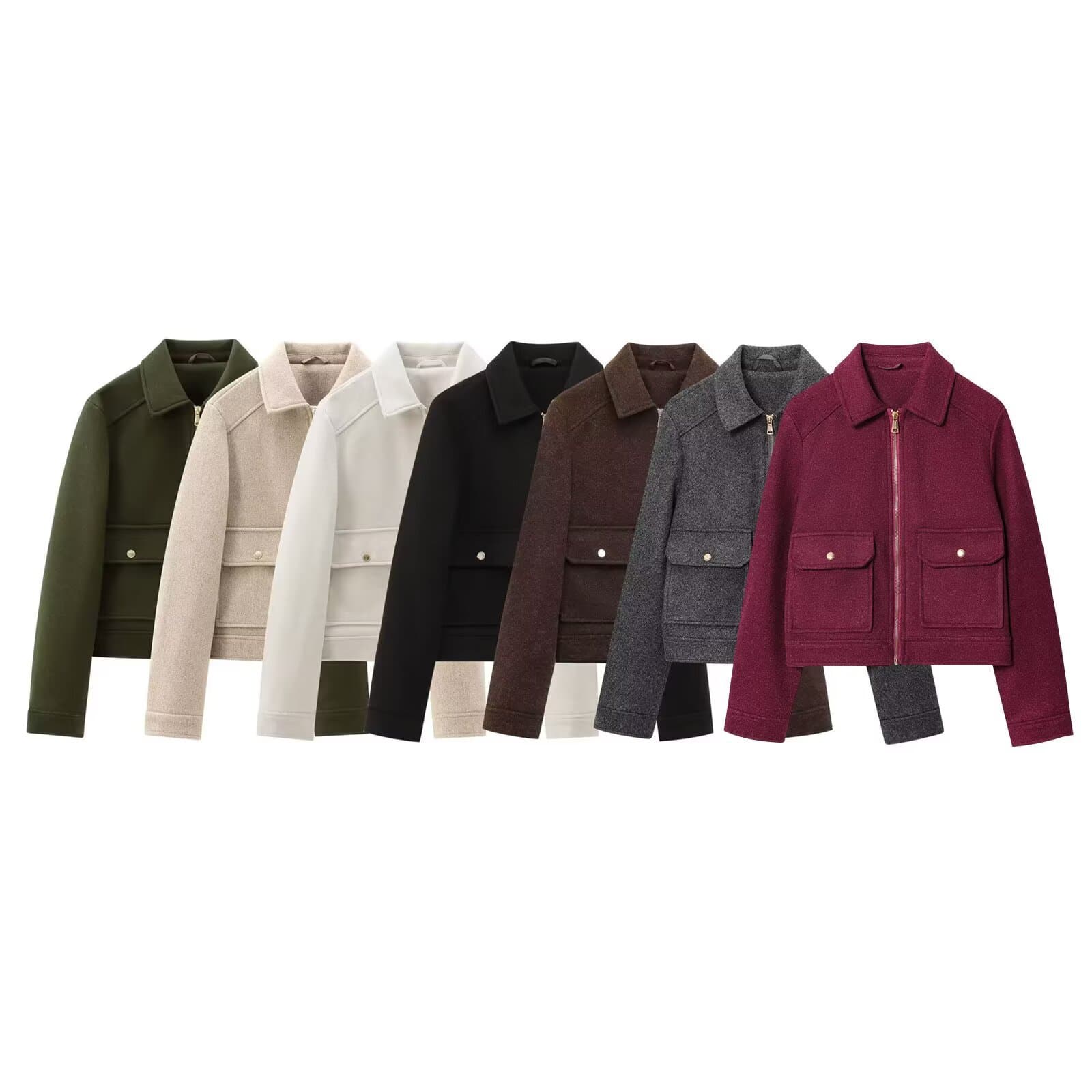 TAOP&ZA Fall/Winter Zip-Trim Soft Women's Notch Lapel Jacket Baseball Style Short Coat Versatile 3046287