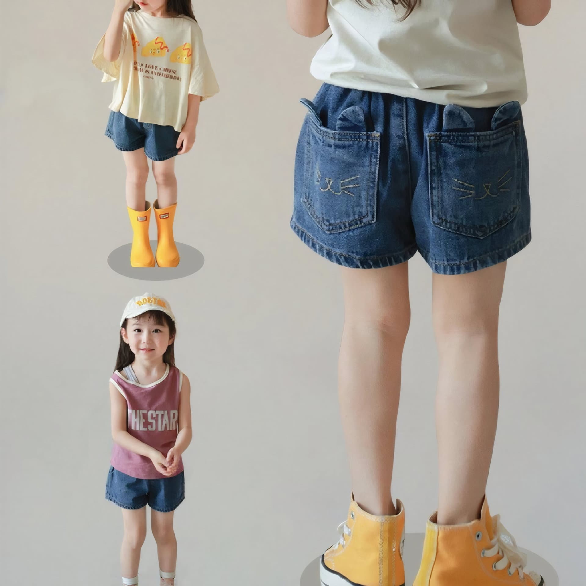 Big Ear Elephant Same Style Children's Clothing Girl Cat Ears Denim Shorts 2026 Summer New Girl Personalized Pants