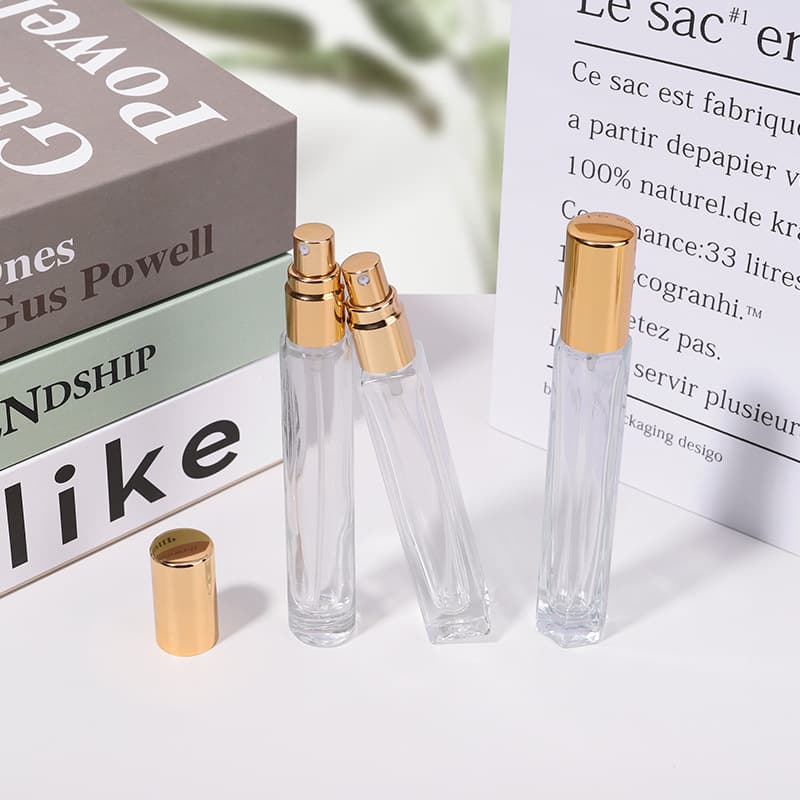 10ml Perfume Atomizer Bottle Hexagonal Thick Bottom Glass Bottle Square Perfume Bottle Cosmetic Refillable Bottle