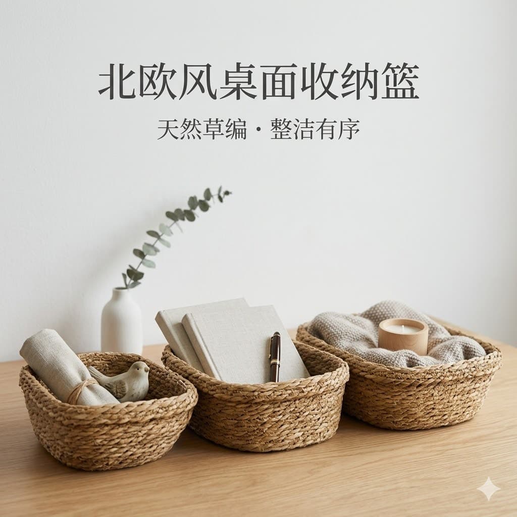 Handmade straw basket storage basket kitchen tabletop storage basket household snacks sundry storage basket fruit basket