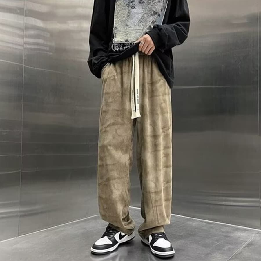 Tie-dye drape pants for men in spring and autumn, American style oversize trendy brand casual pants, design straight-leg floor mopping pants