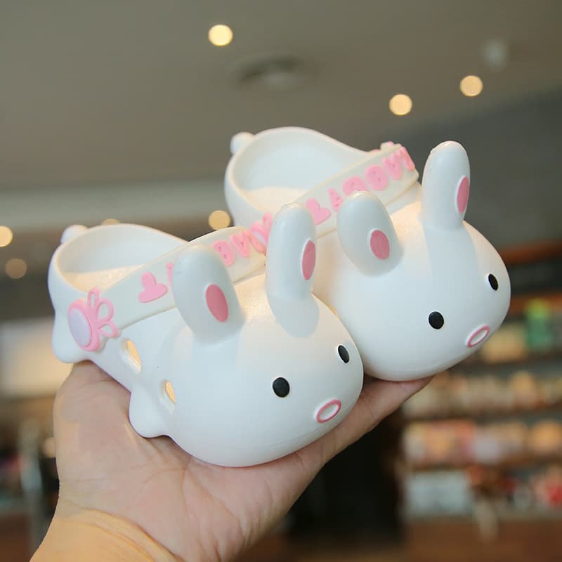 Children's slippers summer cute princess baby rabbit hole shoes female parent-child Baotou slippers outer wear non-slip sandals