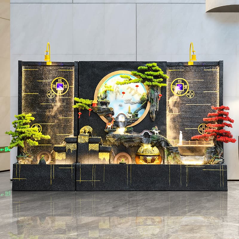 Water Curtain Wall Flowing Screen Decoration Waterfall Outdoor Courtyard Landscape Rockery Flowing Water Fountain Circulating Water Fish Pond Landscape