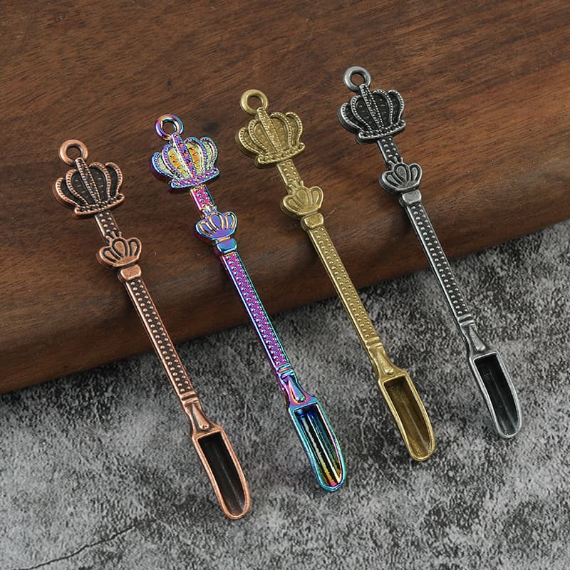 Cross-border new crown shape metal small cigarette shovel spoon snuff bottle cigarette nail cigarette cream spoon shovel medicine spoon medicine shovel