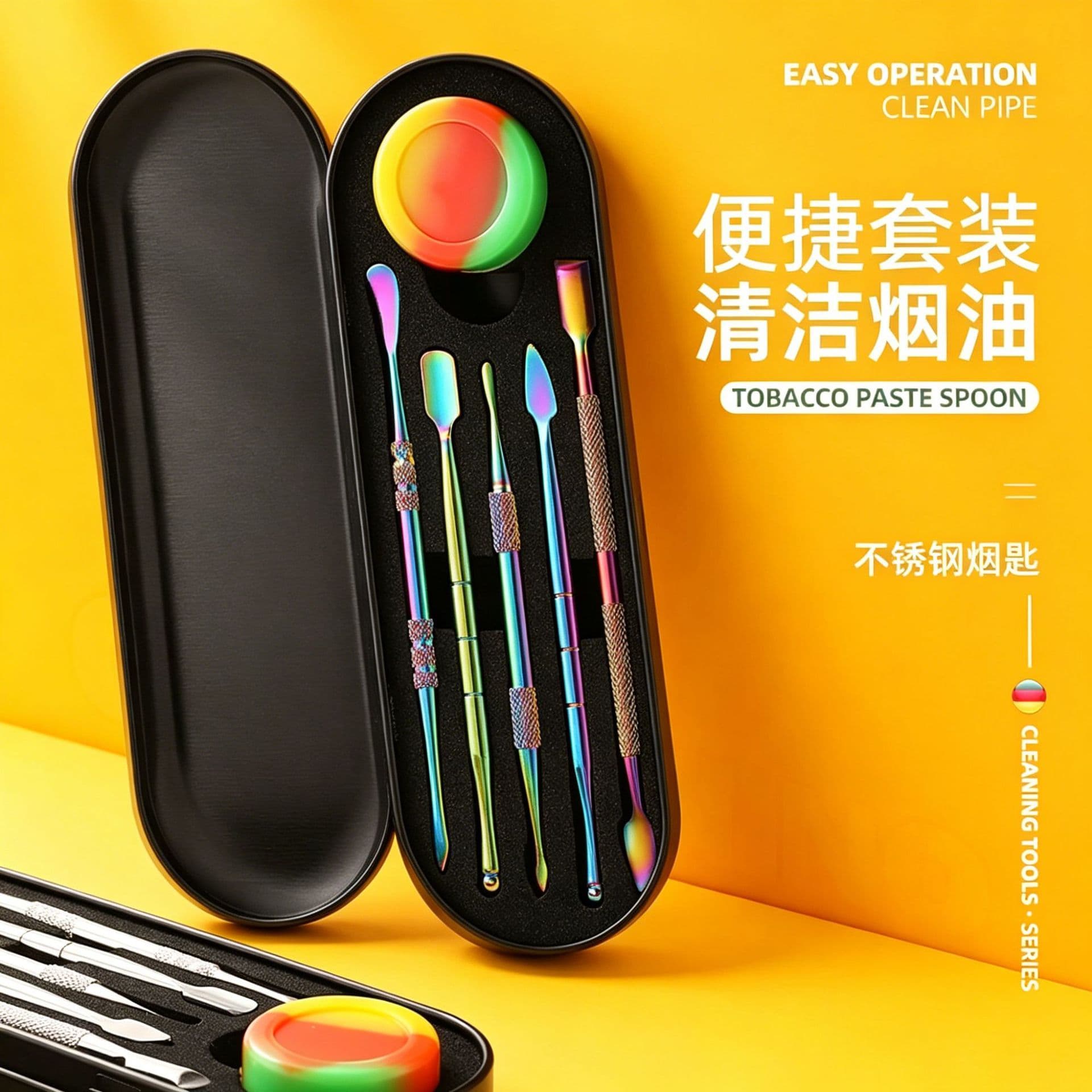 Stainless Steel Tobacco Paste Spoon Set, Popular Nail Art Tools, Steel Cuticle Pusher, Tobacco Paste Oil Cleaning Supplies Set