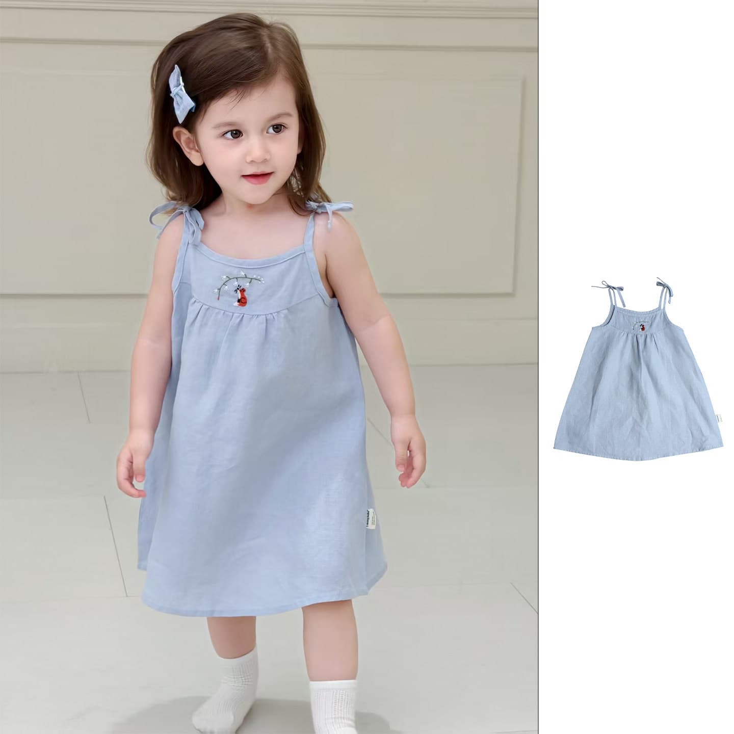 Category A Little Alice thin suspender skirt for baby girl summer linen skirt imported 100% linen