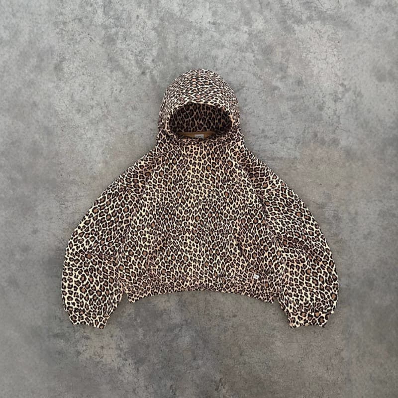 European and American Cross-Border Y2K Retro Leopard Print Hooded Sweatshirt Couple Harajuku Style Hip-Hop Zipper Pullover Sweatshirt