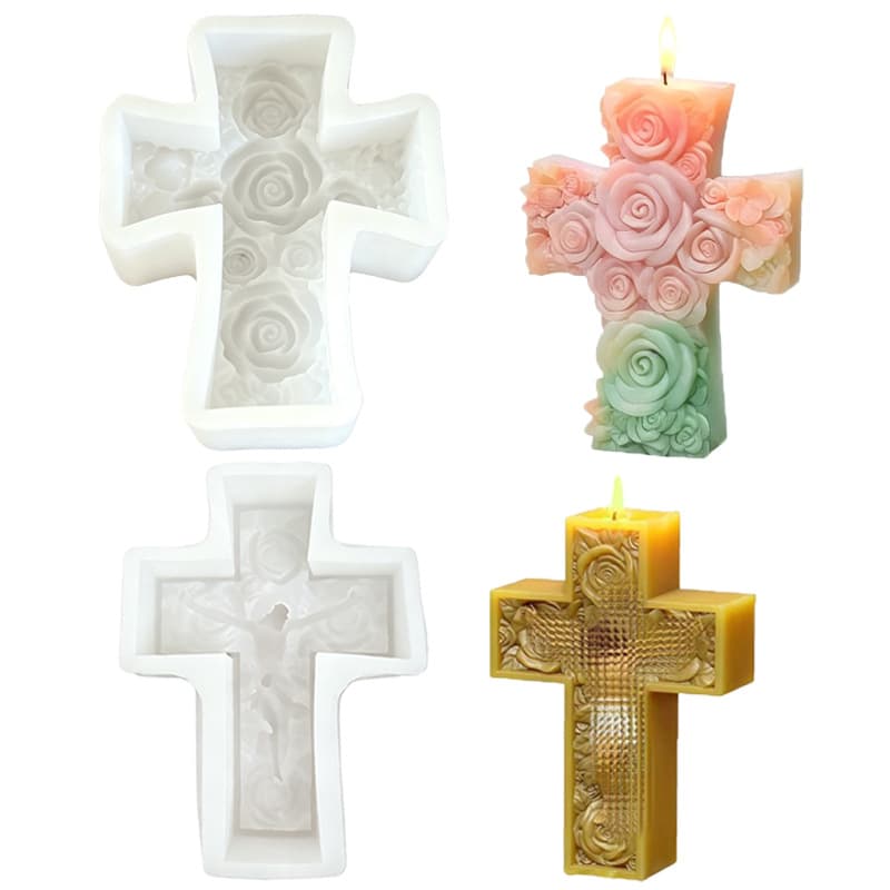 Rose cross scented candle silicone mold DIY diffuser gypsum home decoration ornaments mold