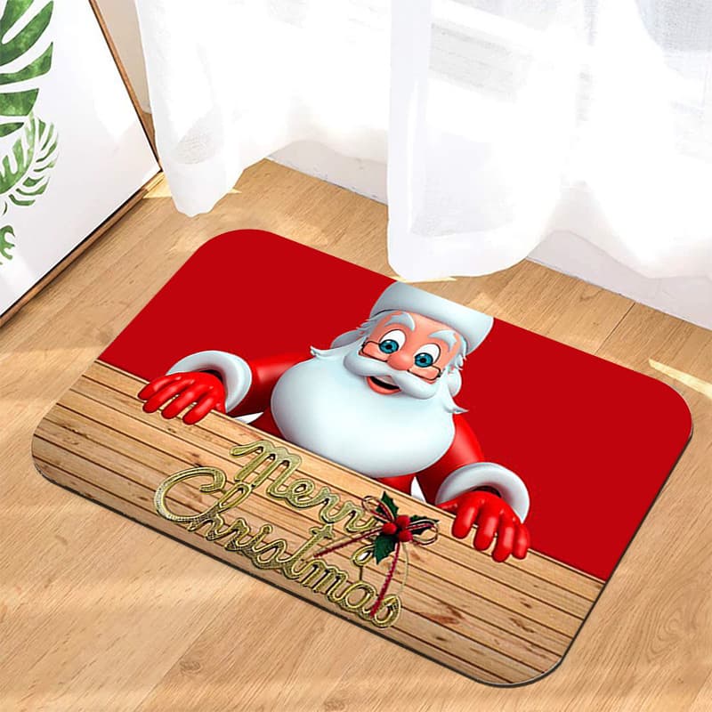 Cross-border Christmas cartoon floor mats for home bathroom absorbent floor mats anti-slip door mats Santa Claus holiday carpet