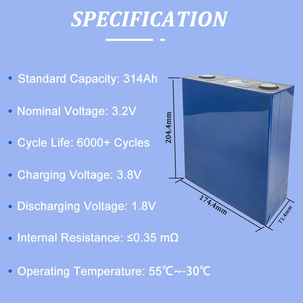 Square lithium iron phosphate battery large cell CALB 3.2v 314Ah lithium energy aluminum shell battery cell